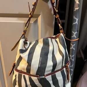 Fossil Zebra Print Hobo Bag in Brown and Cream